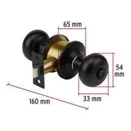 Cerraduras Pomo Oval Negro Baño Hermex 47914 Hermex-Cerraduras Pomo Oval Negro Baño Hermex 47914 Cerrojo con botón de emergencia
