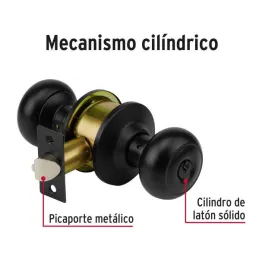 Cerraduras Pomo Oval Negro Dormitorio Hermex 47913 Hermex-Cerraduras Pomo Oval Negro Dormitorio Hermex 47913 Cerrojo con llave a