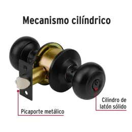 Cerraduras Pomo Oval Negro Entrada Hermex 47912 Hermex-Cerraduras Pomo Oval Negro Entrada Hermex 47912 Cerrojo con llave al exte