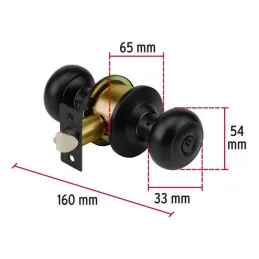 Cerraduras Pomo Oval Negro Entrada Hermex 47912 Hermex-Cerraduras Pomo Oval Negro Entrada Hermex 47912 Cerrojo con llave al exte