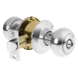 Cerraduras Pomo Oval Cromo Mate Baño Hermex 43450 Hermex-Cerraduras Pomo Oval Cromo Mate Baño Hermex 43450 Cerrojo con botón de 