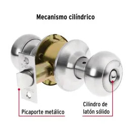 Cerraduras Pomo Oval Cromo Mate Baño Hermex 43450 Hermex-Cerraduras Pomo Oval Cromo Mate Baño Hermex 43450 Cerrojo con botón de 