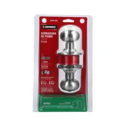 Cerraduras Pomo Oval Cromo Mate Baño Hermex 43450 Hermex-Cerraduras Pomo Oval Cromo Mate Baño Hermex 43450 Cerrojo con botón de 