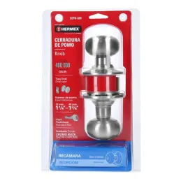 Cerraduras Pomo Oval Cromo Mate Dormitorio Hermex 43452 Hermex-Cerraduras Pomo Oval Cromo Mate Dormitorio Hermex 43452 Cerrojo c