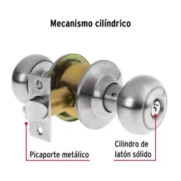 Cerraduras Pomo Oval Cromo Mate Entrada Hermex 43451 Hermex-Cerraduras Pomo Oval Cromo Mate Entrada Hermex 43451 Cerrojo con lla
