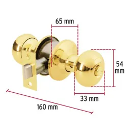 Cerraduras Pomo Oval Dorado brillante Baño Hermex 43456 Hermex-Cerraduras Pomo Oval Dorado brillante Baño Hermex 43456 Cerrojo c