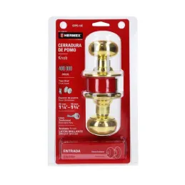 Cerraduras Pomo Oval Dorado brillante Entrada Hermex 43457 Hermex-Cerraduras Pomo Oval Dorado brillante Entrada Hermex 43457 Cer