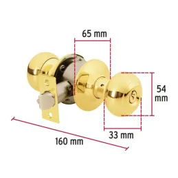 Cerraduras Pomo Oval Dorado brillante Entrada Hermex 43457 Hermex-Cerraduras Pomo Oval Dorado brillante Entrada Hermex 43457 Cer