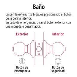 Cerraduras Pomo Negro Baño Hermex 47911 Hermex-Cerraduras Pomo Negro Baño Hermex 47911 Cerrojo con botón de emergencia al exteri