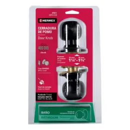Cerraduras Pomo Negro Baño Hermex 47911 Hermex-Cerraduras Pomo Negro Baño Hermex 47911 Cerrojo con botón de emergencia al exteri