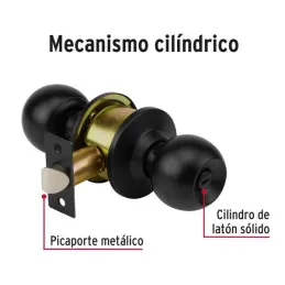 Cerraduras Pomo Negro Baño Hermex 47911 Hermex-Cerraduras Pomo Negro Baño Hermex 47911 Cerrojo con botón de emergencia al exteri
