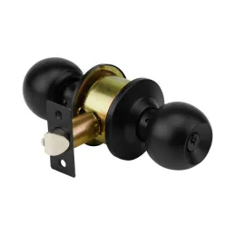 Cerraduras Pomo Negro Dormitorio Hermex 47910 Hermex-Cerraduras Pomo Negro Dormitorio Hermex 47910 Cerrojo con llave al exterior