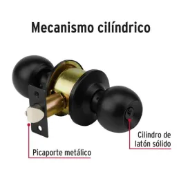 Cerraduras Pomo Negro Dormitorio Hermex 47910 Hermex-Cerraduras Pomo Negro Dormitorio Hermex 47910 Cerrojo con llave al exterior