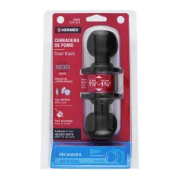 Cerraduras Pomo Negro Dormitorio Hermex 47910 Hermex-Cerraduras Pomo Negro Dormitorio Hermex 47910 Cerrojo con llave al exterior