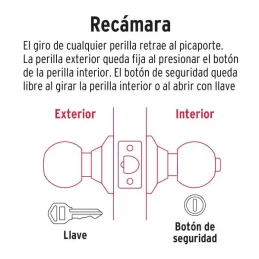 Cerraduras Pomo Negro Dormitorio Hermex 47910 Hermex-Cerraduras Pomo Negro Dormitorio Hermex 47910 Cerrojo con llave al exterior