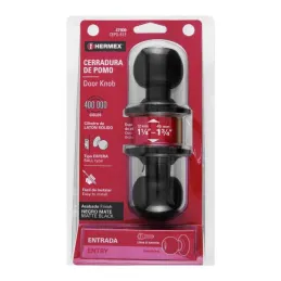 Cerraduras Pomo Negro Entrada Hermex 47909 Hermex-Cerraduras Pomo Negro Entrada Hermex 47909 Cerrojo con llave al exterior, sin 