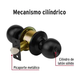 Cerraduras Pomo Negro Entrada Hermex 47909 Hermex-Cerraduras Pomo Negro Entrada Hermex 47909 Cerrojo con llave al exterior, sin 