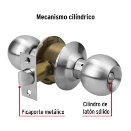 Cerraduras Pomo Cromo Mate Baño Hermex 43462 Hermex-Cerraduras Pomo Cromo Mate Baño Hermex 43462 Cerrojo con botón de emergencia