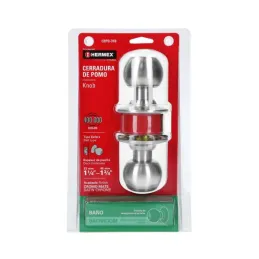 Cerraduras Pomo Cromo Mate Baño Hermex 43462 Hermex-Cerraduras Pomo Cromo Mate Baño Hermex 43462 Cerrojo con botón de emergencia