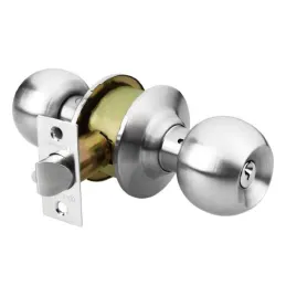 Cerraduras Pomo Cromo Mate Dormitorio Hermex 43464 Hermex-Cerraduras Pomo Cromo Mate Dormitorio Hermex 43464 Cerrojo con llave a