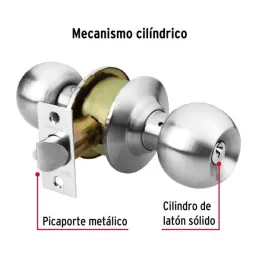 Cerraduras Pomo Cromo Mate Dormitorio Hermex 43464 Hermex-Cerraduras Pomo Cromo Mate Dormitorio Hermex 43464 Cerrojo con llave a