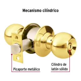 Cerraduras Pomo Dorado brillante Baño Hermex 43471 Hermex-Cerraduras Pomo Dorado brillante Baño Hermex 43471 Cerrojo con botón d
