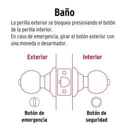 Cerraduras Pomo Dorado brillante Baño Hermex 43471 Hermex-Cerraduras Pomo Dorado brillante Baño Hermex 43471 Cerrojo con botón d