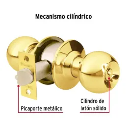 Cerraduras Pomo Dorado brillante Dormitorio Hermex 43473 Hermex-Cerraduras Pomo Dorado brillante Dormitorio Hermex 43473 Cerrojo