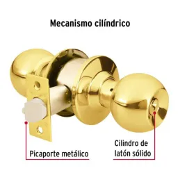 Cerraduras Pomo Dorado brillante Entrada Hermex 43472 Hermex-Cerraduras Pomo Dorado brillante Entrada Hermex 43472 Cerrojo con l