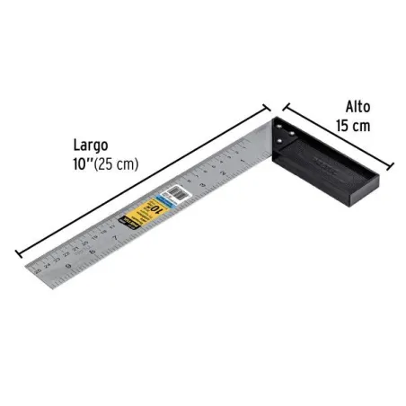  Escuadras Carpintero 10”  DobleGraduacion MangoABS Pretul 26088 8.474576 Escuadras Carpintero 10” DobleGraduacion MangoABS Pret