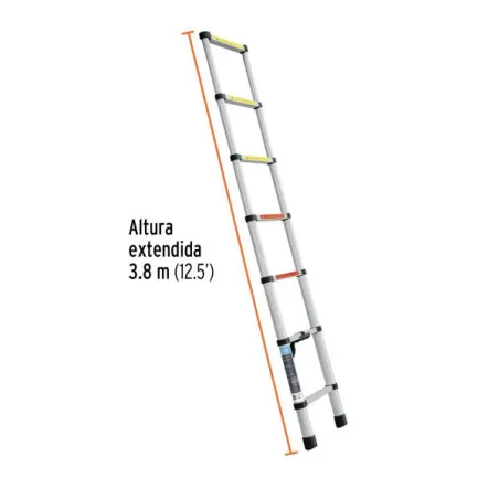 Escaleras Telescopica 13 peldaños T2 102kg Plegable Aluminio Truper 101904