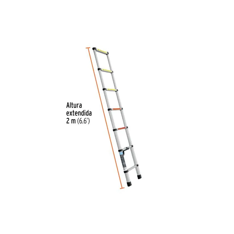 Escaleras Telescopica 7 peldaños T2 102kg Plegable Aluminio Truper 101903