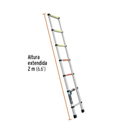 Escaleras Telescopica 7 peldaños T2 102kg Plegable Aluminio Truper 101903