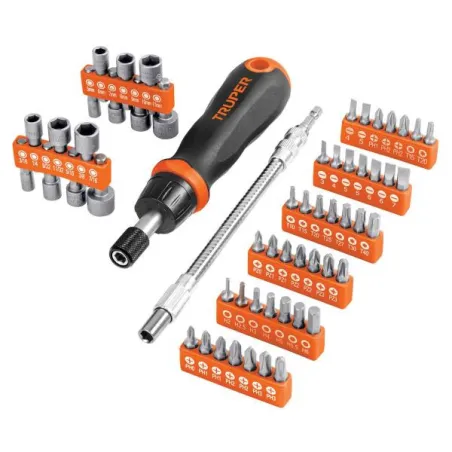  Desarmador Tipo Ratchet 42 puntas 14 dados CrVanadio Truper 18220 39.830508 Desarmador Tipo Ratchet 42 puntas 14 dados CrVanadi