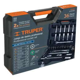 Juegos de Herramientas 36 Piezas MM E1/2 EP Truper 102249 Truper-Juegos de Herramientas 36 Piezas MM E1/2 EP Truper 102249 Dados