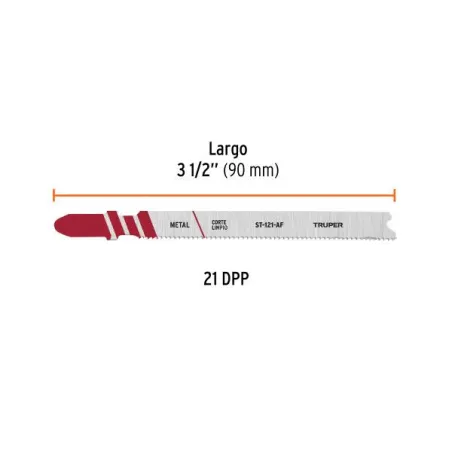 Seguetas T 12DPP x90mm BIM Cortes Metal 5Piezas Caladoras Truper 103048