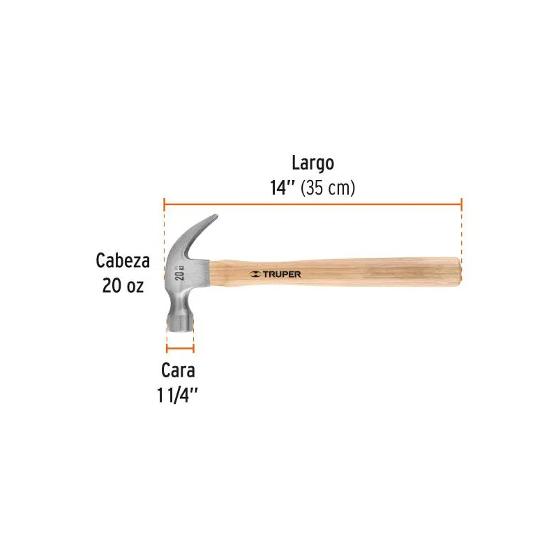 Martillos 16oz Cabeza Americana C31mm Ucurva MMadera13" Truper 16753