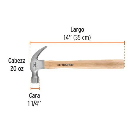  Martillos 16oz Cabeza Americana C31mm Ucurva MMadera13" Truper 16753 18.644068 Martillos 16oz Cabeza Americana C31mm Ucurva MMa