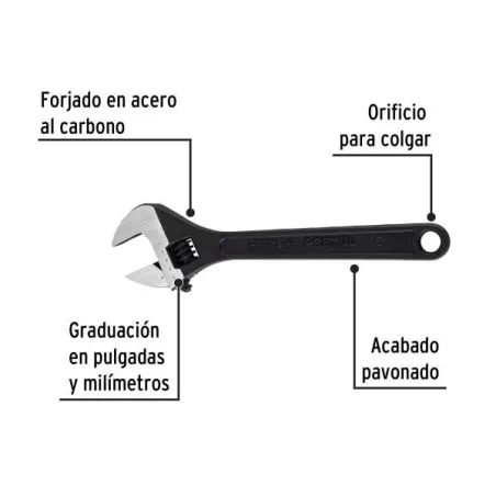  Llave Francesa 15" A1-3/4" ACarbono Fosfatadas Pretul 26053 41.525424 Llave Francesa 15" A1-3/4" ACarbono Fosfatadas Pretul 260