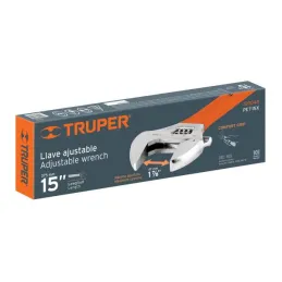 Llave Francesa 15" A1-3/4" ACromadas MangoPVC Truper 100048 Truper-Llave Francesa 15" A1-3/4" ACromadas MangoPVC Truper 100048 F