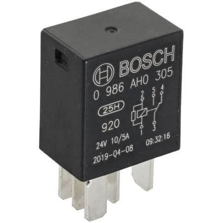 Relay Mini 24v 10A 5P Bosch 0986AH0305 Bosch-Relay Mini 24v 10A 5P Bosch 0986AH0305 -B1.0.332.207.402- 1