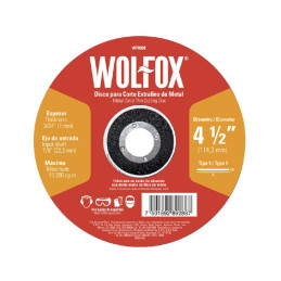 Discos Corte 4-1/2" x1mm Extrafino Metal Wolfox WF0698