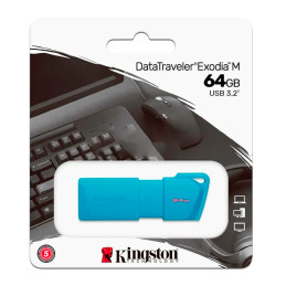 Memoria USB Kingston DataTraveler Exodia M, 64GB Neon Aqua Blue