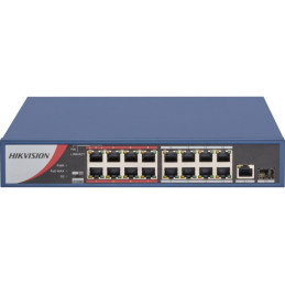 Switch POE 16 Port Fast Ethernet Unmanaged Hikvision DS-3E0318P-E-M